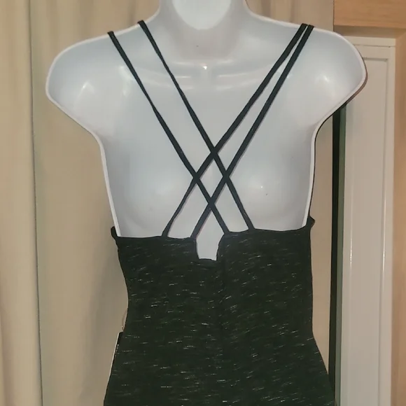 Express Dark Grey Marled V-Neck Sleeveless Maxi Dress - Picture 7 of 8